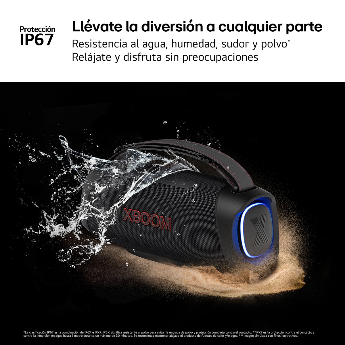 Altavoz portátil LG XBOOM Go X8GTBK, 120W, 15 Horas autonomía, Resistencia IP67 de Grado Militar, a polvo, agua, golpes, temperatura Negro-12