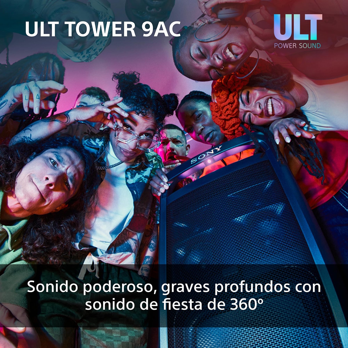 Altavoz Bluetooth para fiestas Sony ULT TOWER 9AC, 2xULT POWER SOUND, altavoz X-Balanced, iluminación y sonido 360, entradas karaoke Negro-3