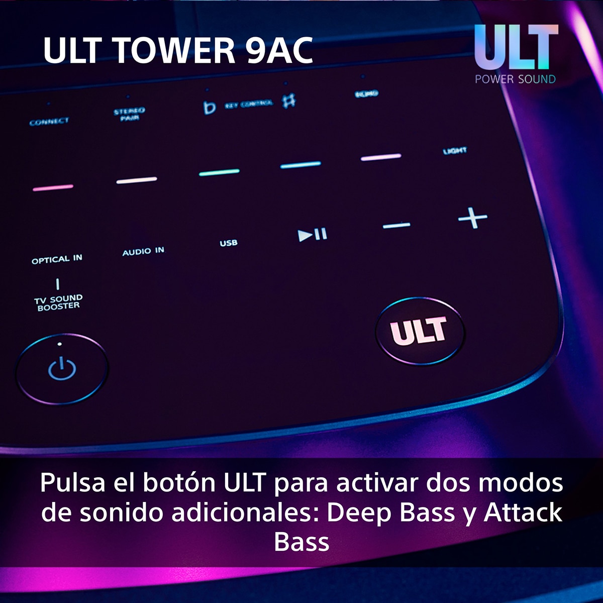 Altavoz Bluetooth para fiestas Sony ULT TOWER 9AC, 2xULT POWER SOUND, altavoz X-Balanced, iluminación y sonido 360, entradas karaoke Negro-4