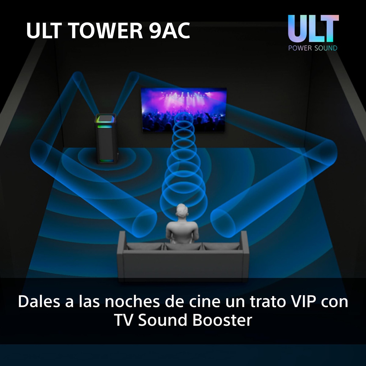 Altavoz Bluetooth para fiestas Sony ULT TOWER 9AC, 2xULT POWER SOUND, altavoz X-Balanced, iluminación y sonido 360, entradas karaoke Negro-8