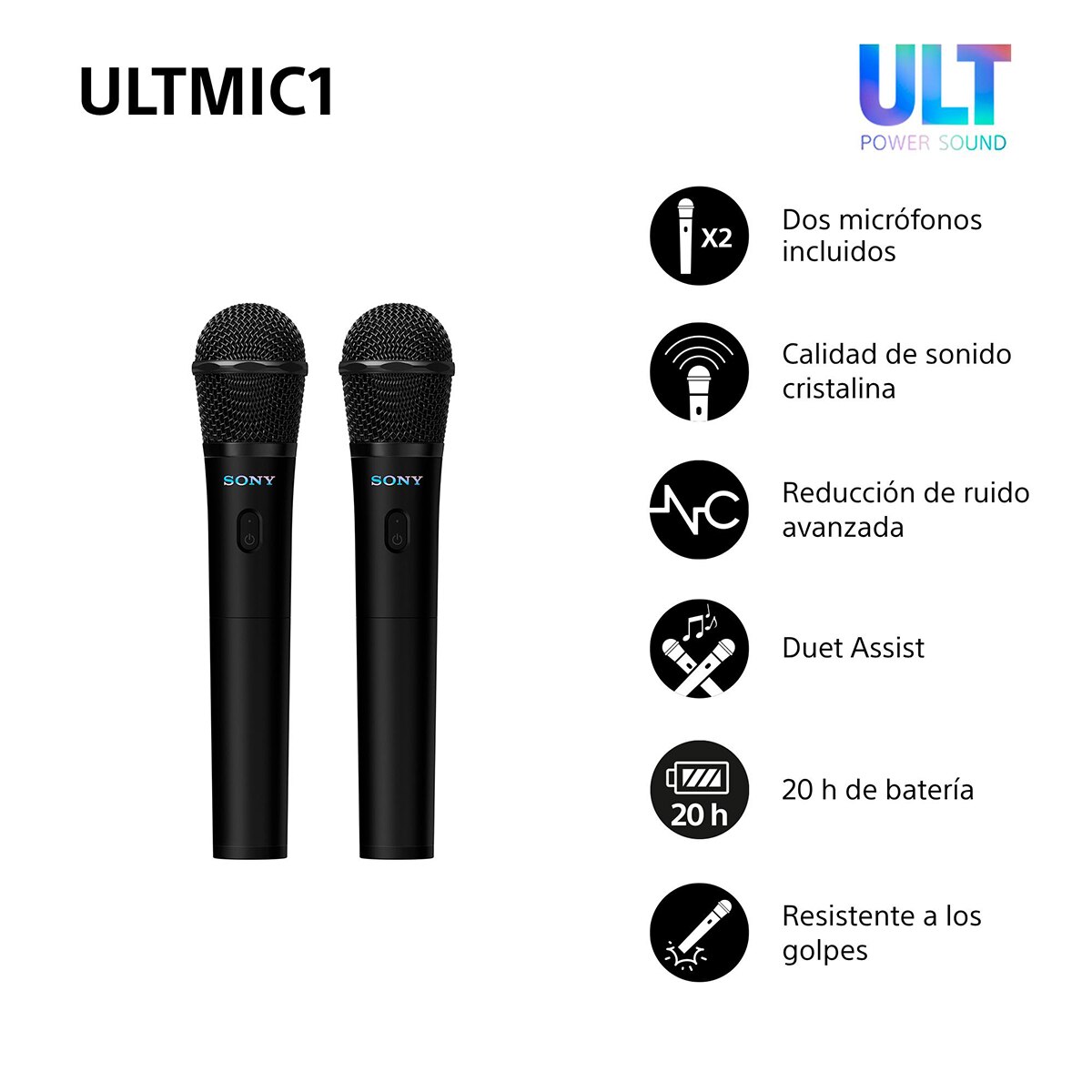 Set de 2 micrófonos inalámbricos negros y receptor Sony ULTMIC1 Negro-3