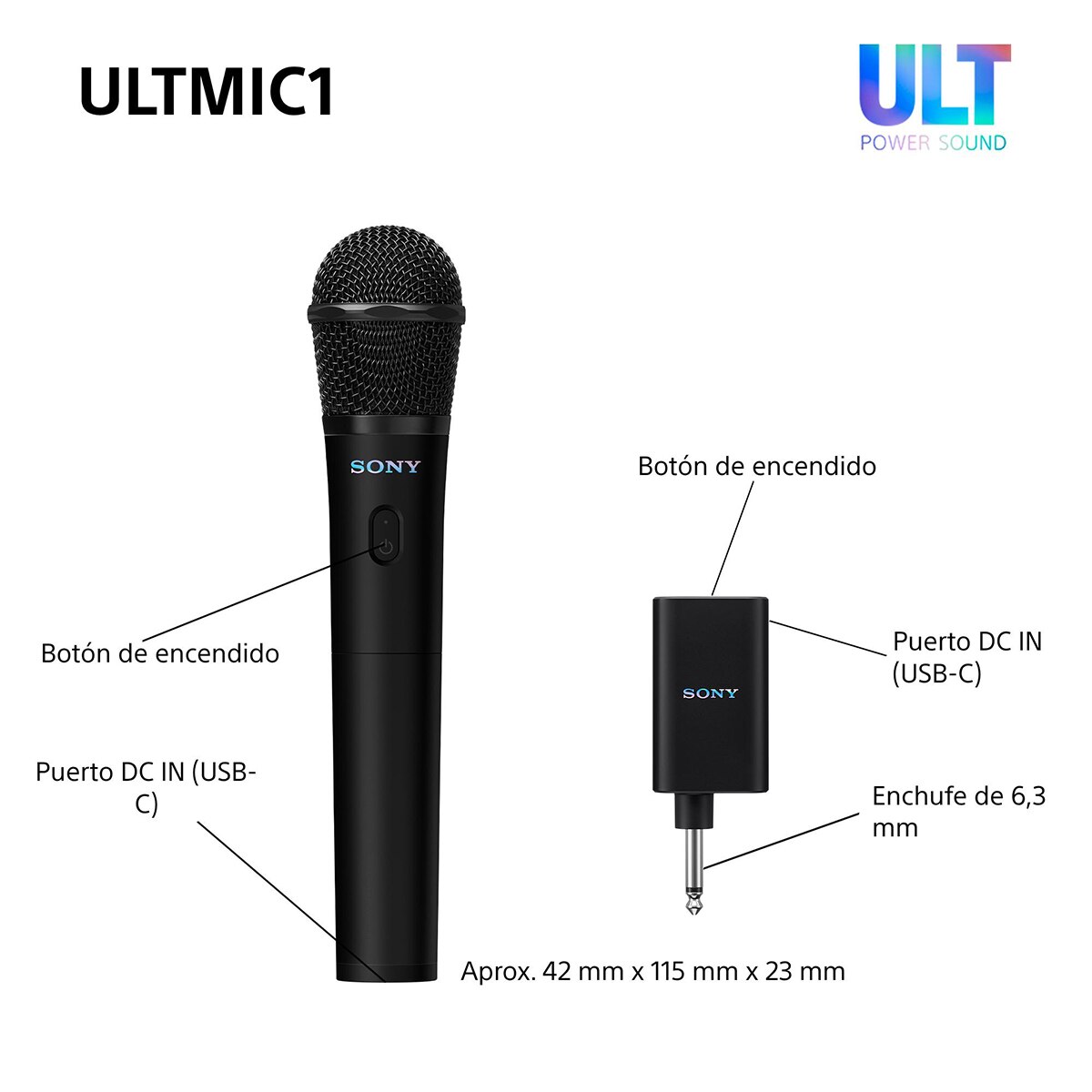 Set de 2 micrófonos inalámbricos negros y receptor Sony ULTMIC1 Negro-10