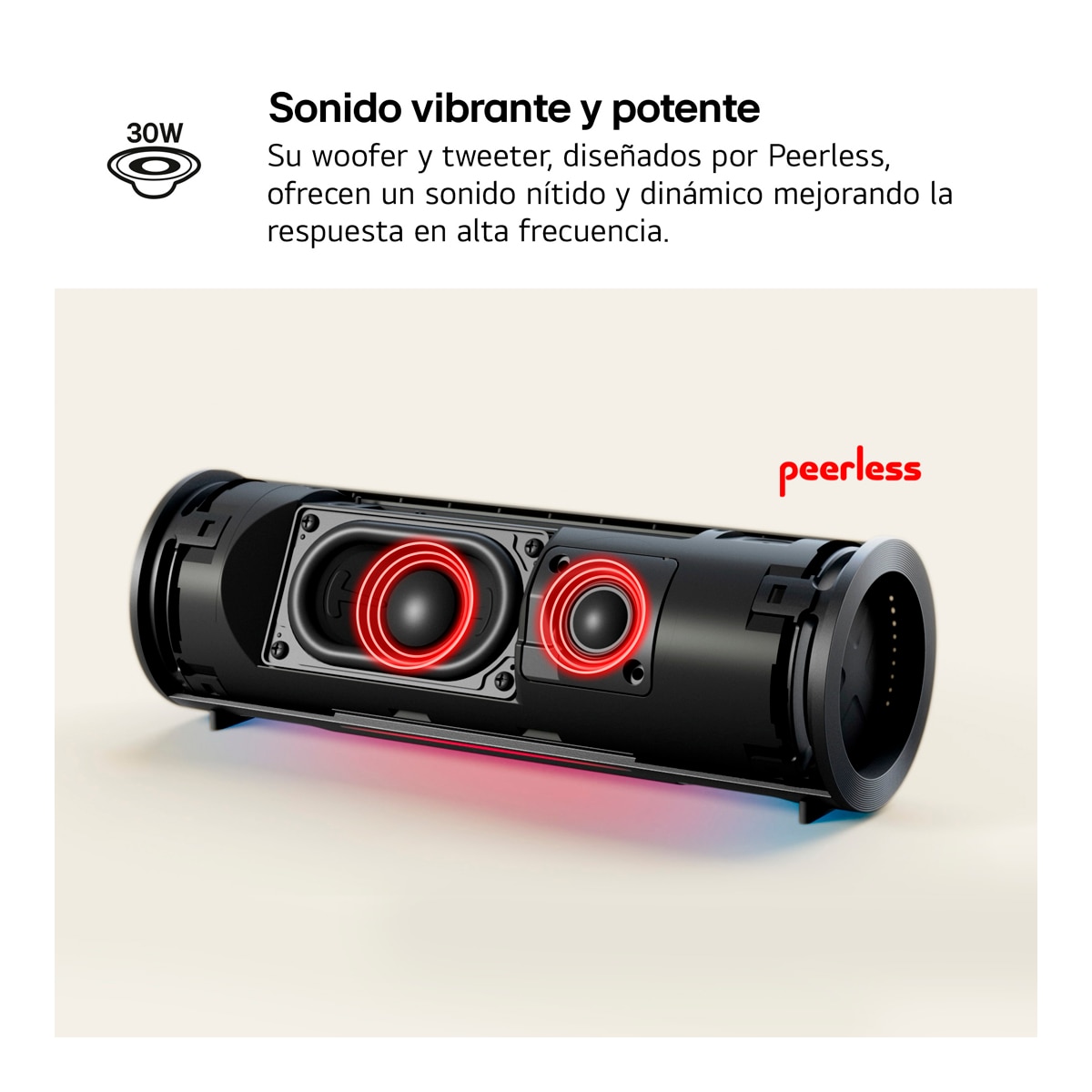 Altavoz portátil LG xboom Grab, 30W, Bluetooth 5.3 Miracast, hasta 20h. batería, resistencia militar, IP67, Negro Negro-6