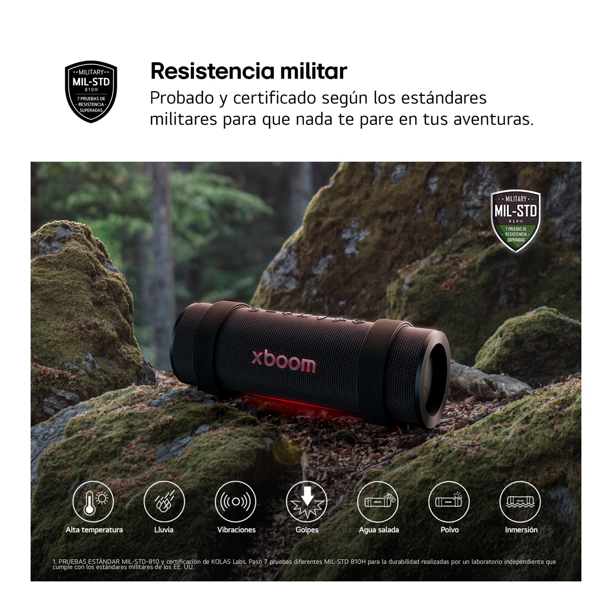 Altavoz portátil LG xboom Grab, 30W, Bluetooth 5.3 Miracast, hasta 20h. batería, resistencia militar, IP67, Negro Negro-7
