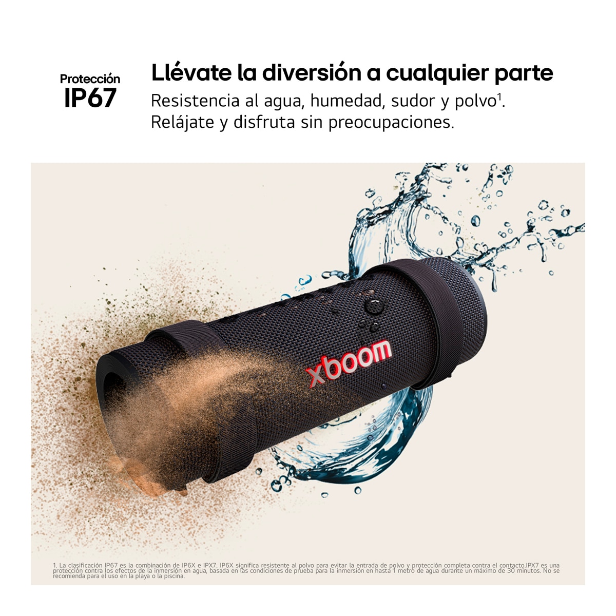 Altavoz portátil LG xboom Grab, 30W, Bluetooth 5.3 Miracast, hasta 20h. batería, resistencia militar, IP67, Negro Negro-9
