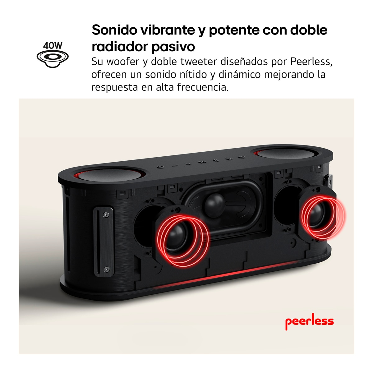 Altavoz portátil LG xboom Bounce, 40W, Bluetooth 5.3 Miracast, hasta 30h batería, resistencia militar, IP67, Negro Negro-6