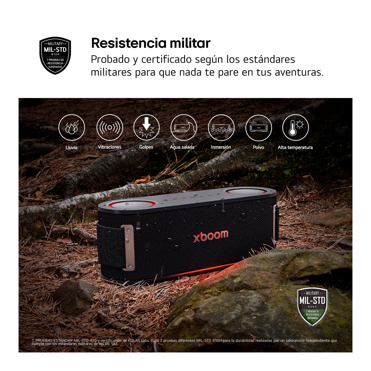 Altavoz portátil LG xboom Bounce, 40W, Bluetooth 5.3 Miracast, hasta 30h batería, resistencia militar, IP67, Negro Negro-7