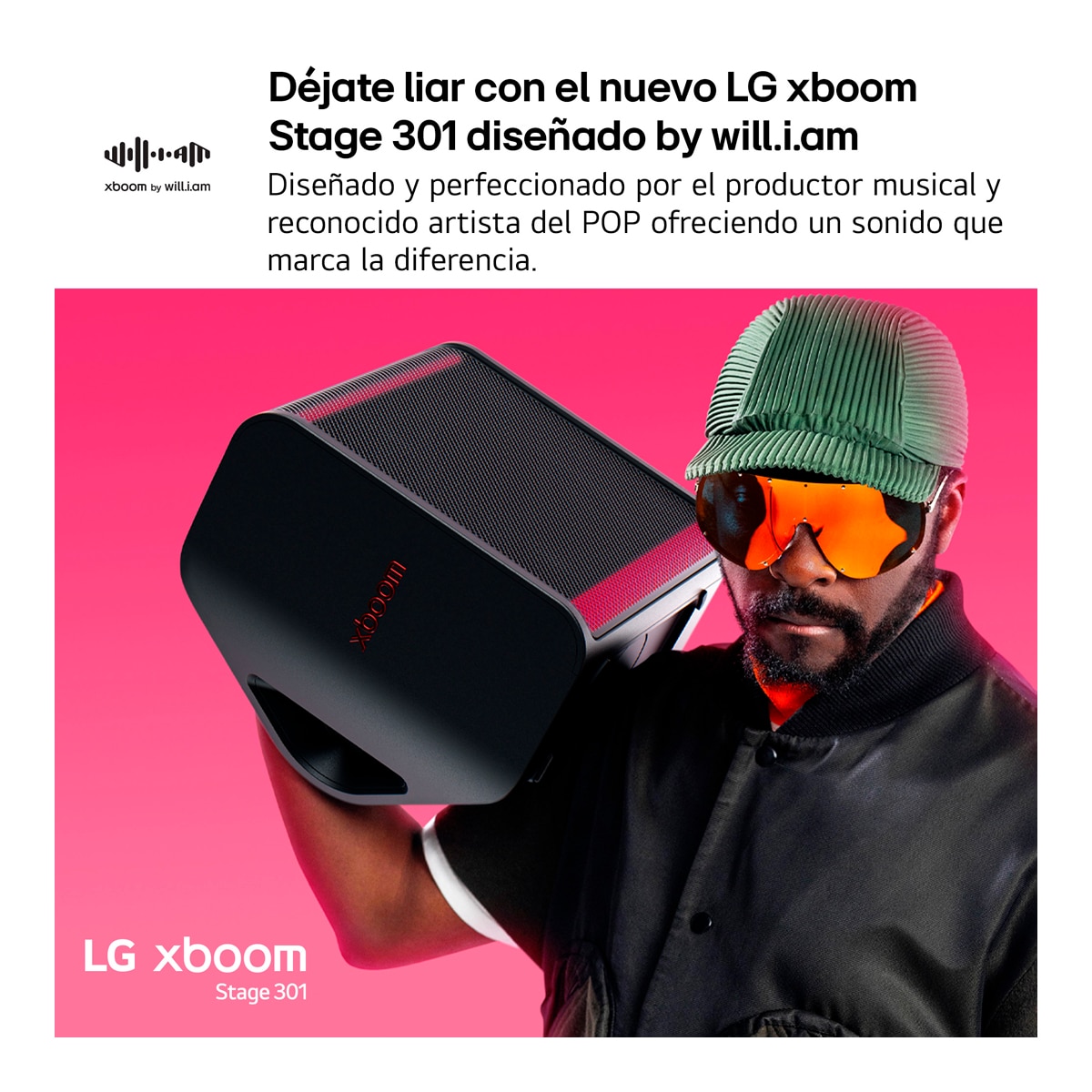 Altavoz gran potencia LG xboom Stage 301, 120W, Bluetooth 5.3 Miracast, hasta 12h batería intercambiable, karaoke, luces LED, para fiestas Negro-5