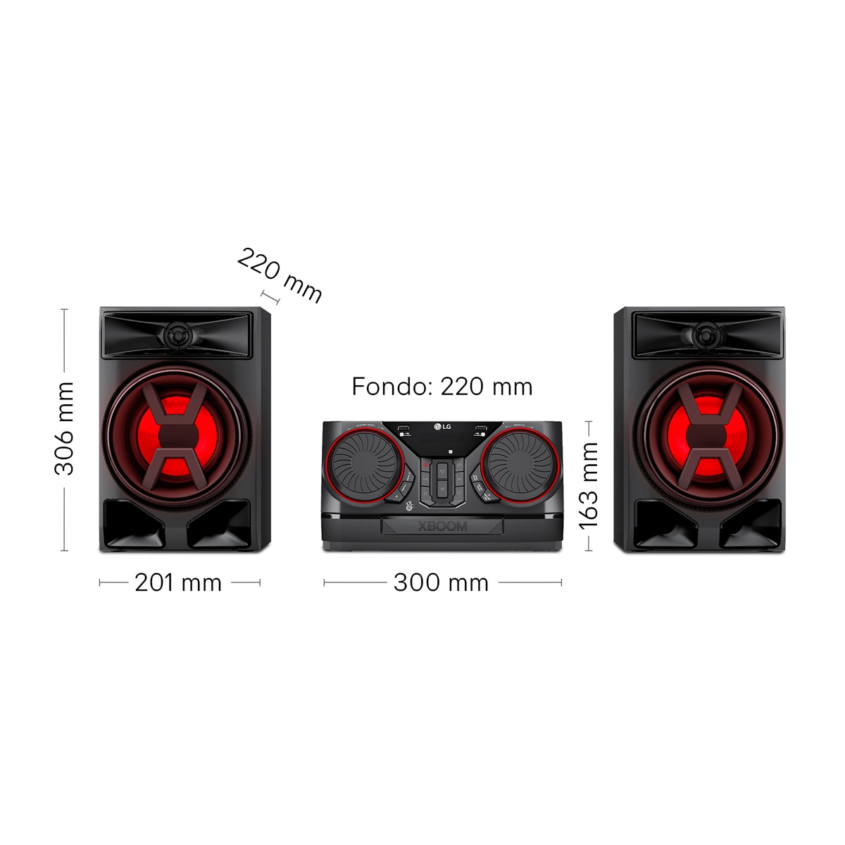 Equipo Hi-Fi gran potencia LG xboom CK43N, 300W, para fiestas, Bluetooth, Radio FM Negro-2