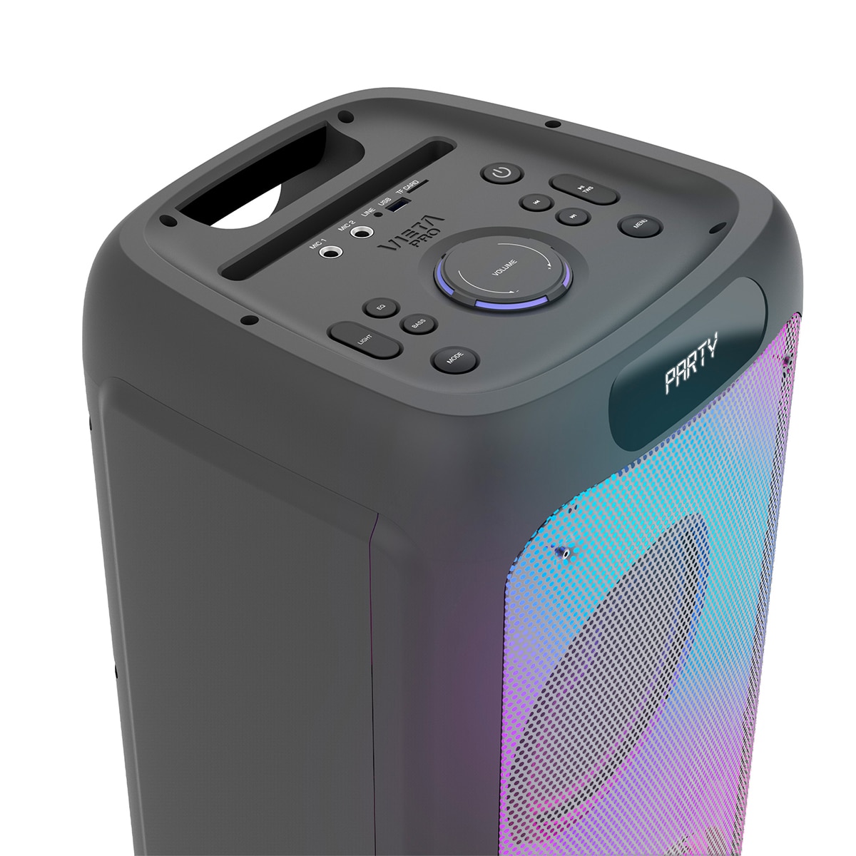 Altavoz portátil Vieta Pro Party 220, 500W, hasta 9 h. de batería,  Bluetooth 5.3, luces LED, radio FM, Auracast y micrófono Negro-2