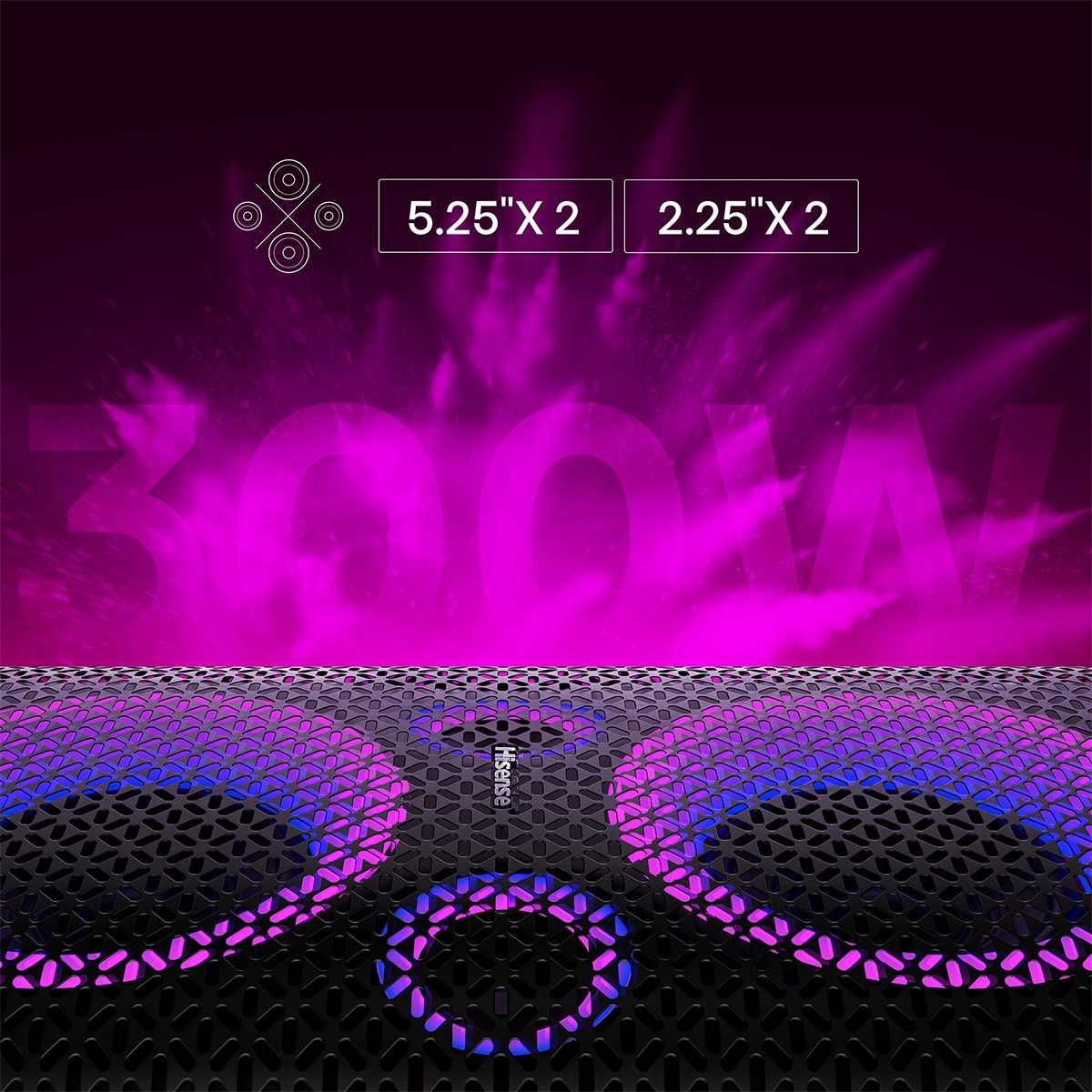 Altavoz portátil alta potencia Hisense Party Storm 300W, Bluetooth Negro / Verde-4