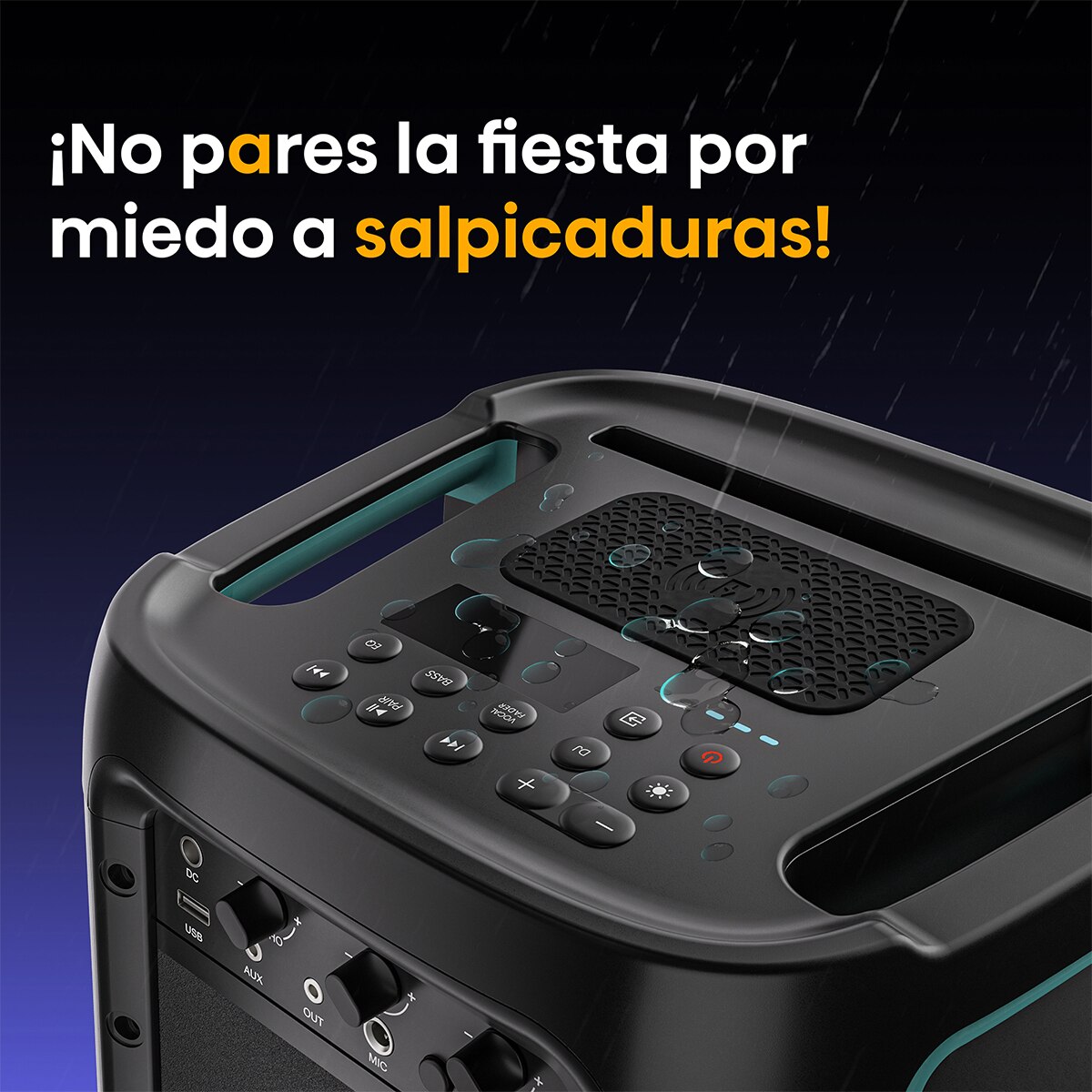 Altavoz portátil alta potencia Hisense Party Storm 300W, Bluetooth Negro / Verde-7