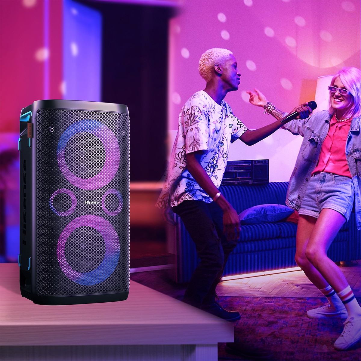 Altavoz portátil alta potencia Hisense Party Storm 300W, Bluetooth Negro / Verde-11