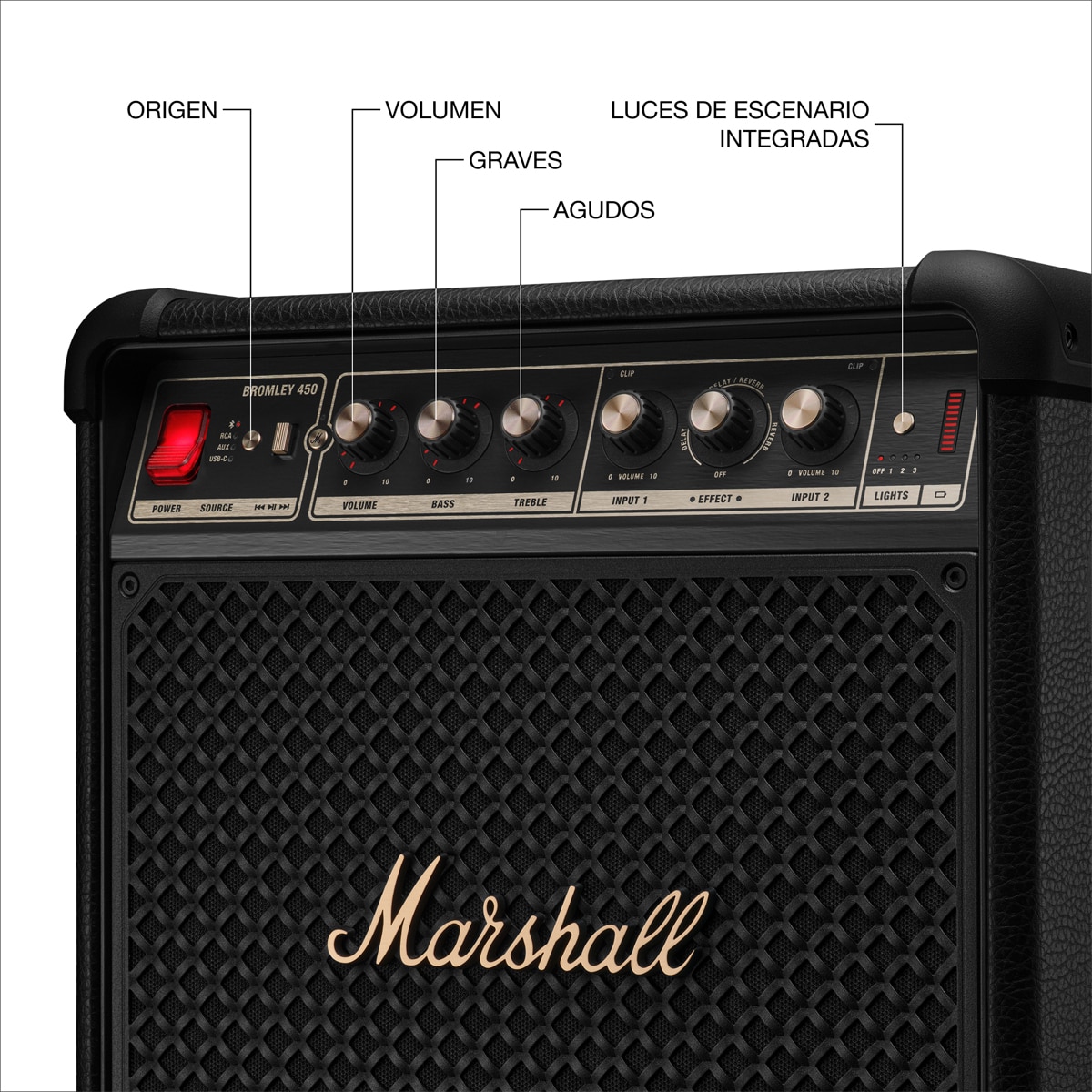 Altavoz gran potencia Marshall Bromley 450 Negro & Latón - Negro Negro-6