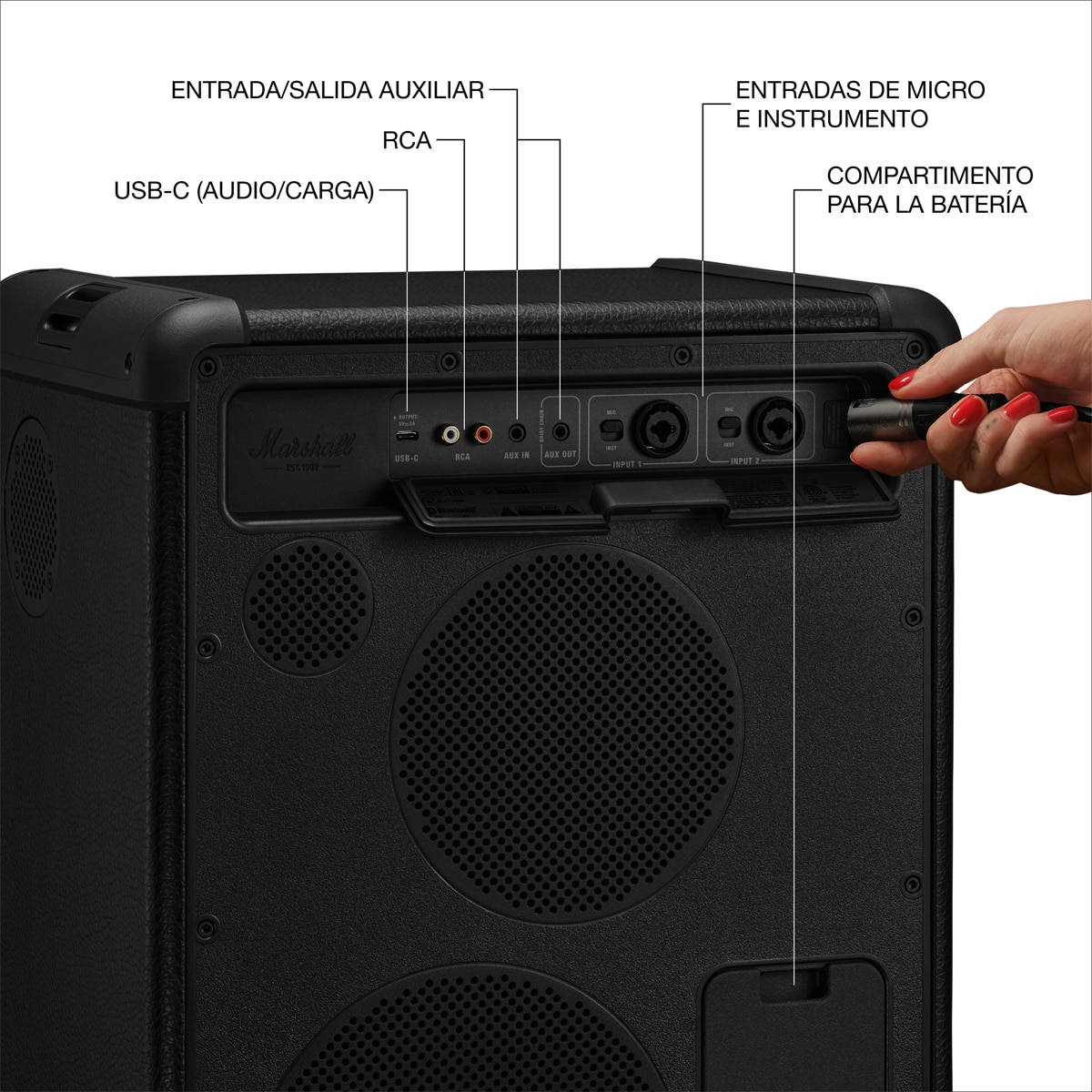 Altavoz gran potencia Marshall Bromley 450 Negro & Latón - Negro Negro-7