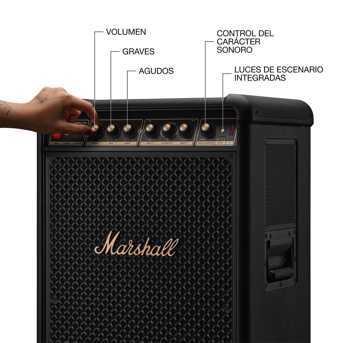 Altavoz gran potencia Marshall Bromley 750 Negro & Latón Negro-6