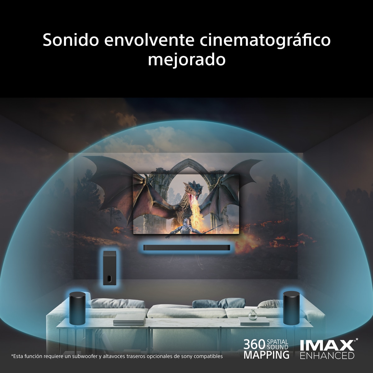 Altavoces traseros inalámbricos Sony BRAVIA Theatre Rear 9, sonido envolvente, Dolby Atmos, DTS X Negro-3