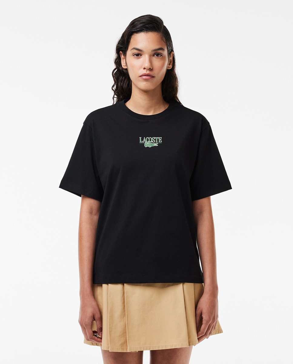 Camisola de Malha com Estampado e em Algodão Preto-1