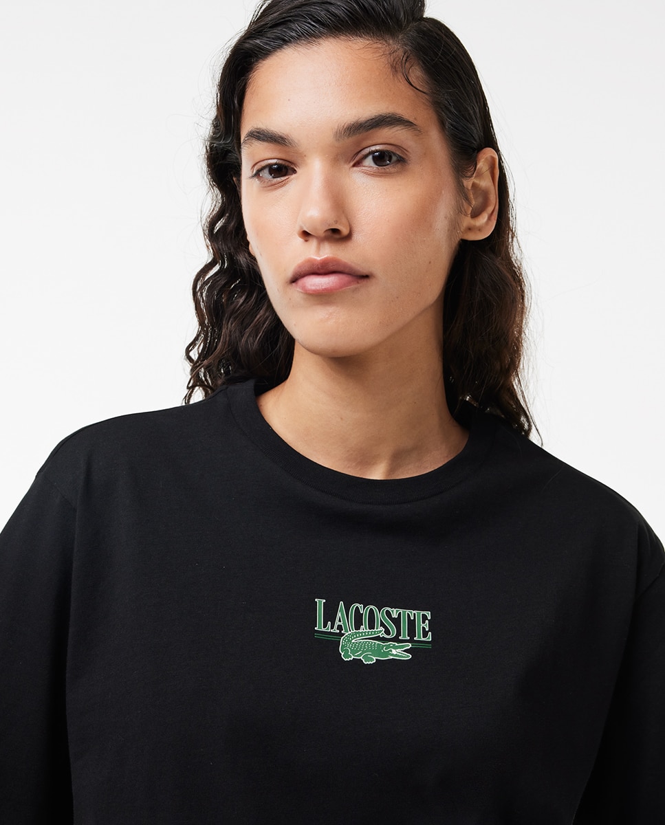 Camisola de Malha com Estampado e em Algodão Preto-3
