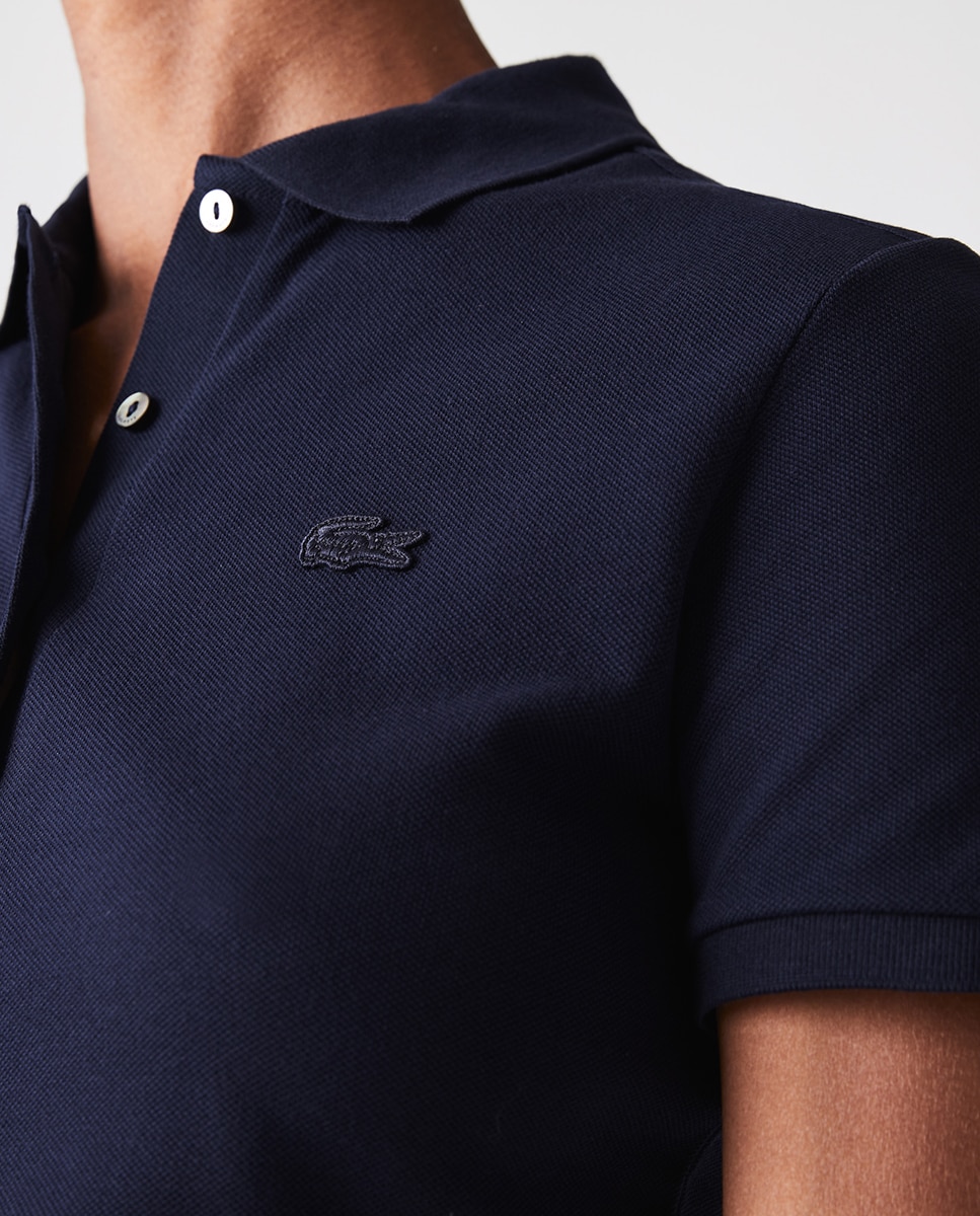 Polo Slim Fit com Manga Curta e em Mini Piqué Azul-marinho-4