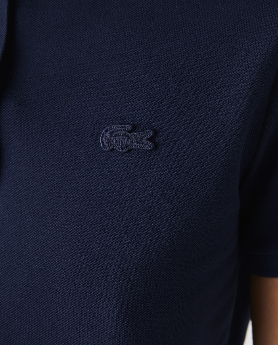 Polo Slim Fit com Manga Curta e em Mini Piqué Azul-marinho-5