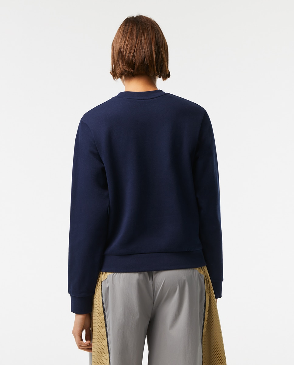 Sweatshirt Básica com Decote Redondo Azul-marinho-2