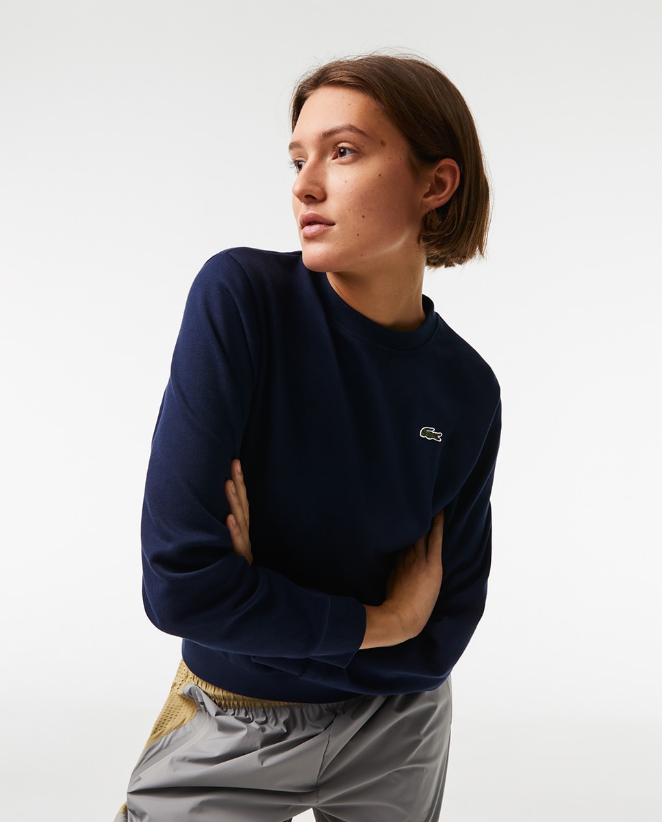 Sweatshirt Básica com Decote Redondo Azul-marinho-3