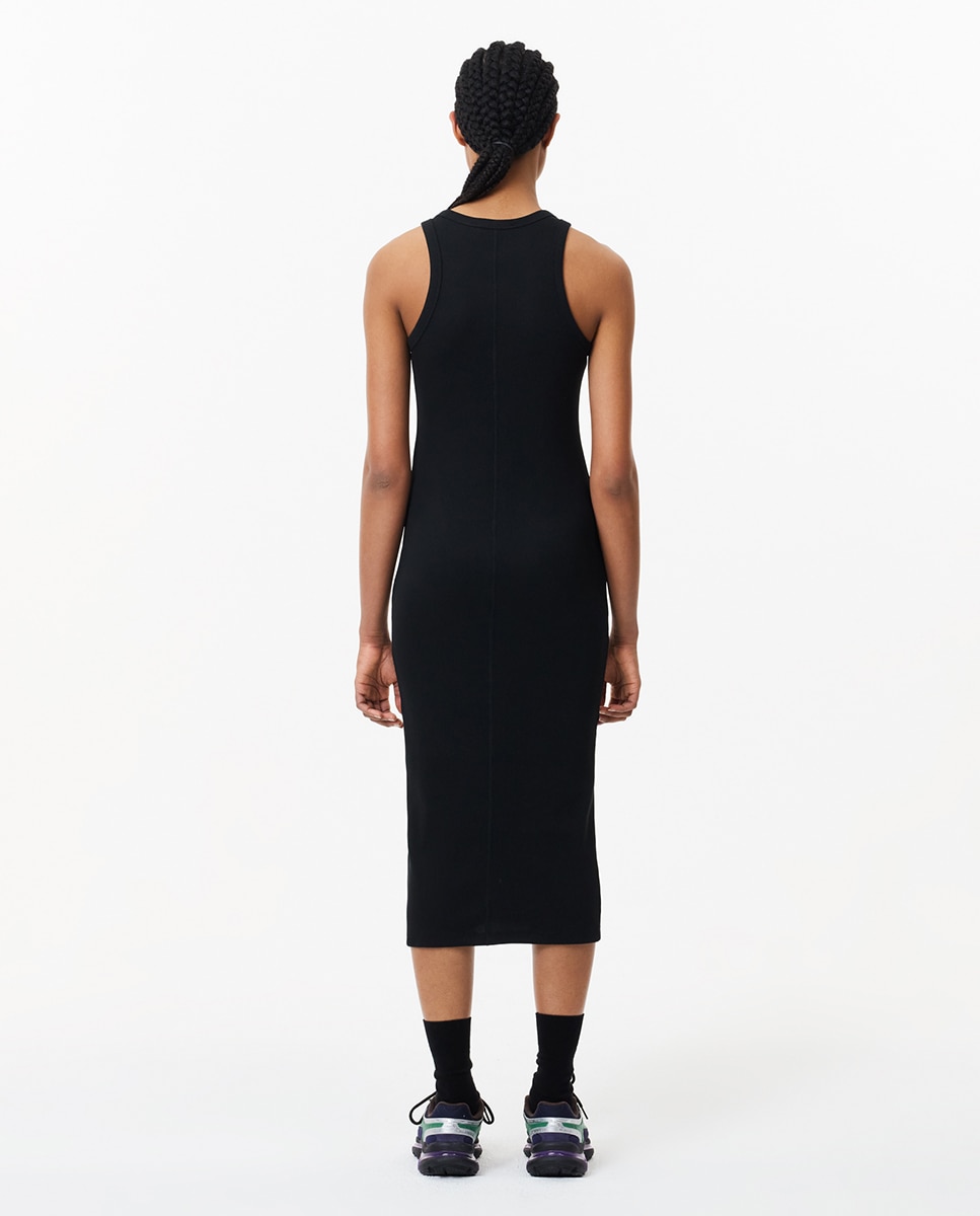 Vestido de Algodão Ecológico sem Mangas Preto-2