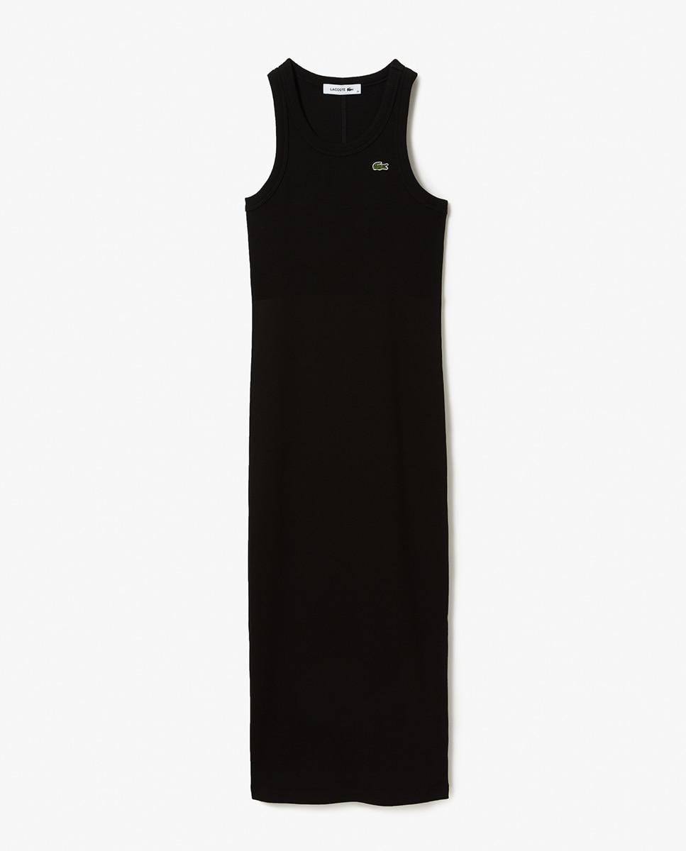 Vestido de Algodão Ecológico sem Mangas Preto-4