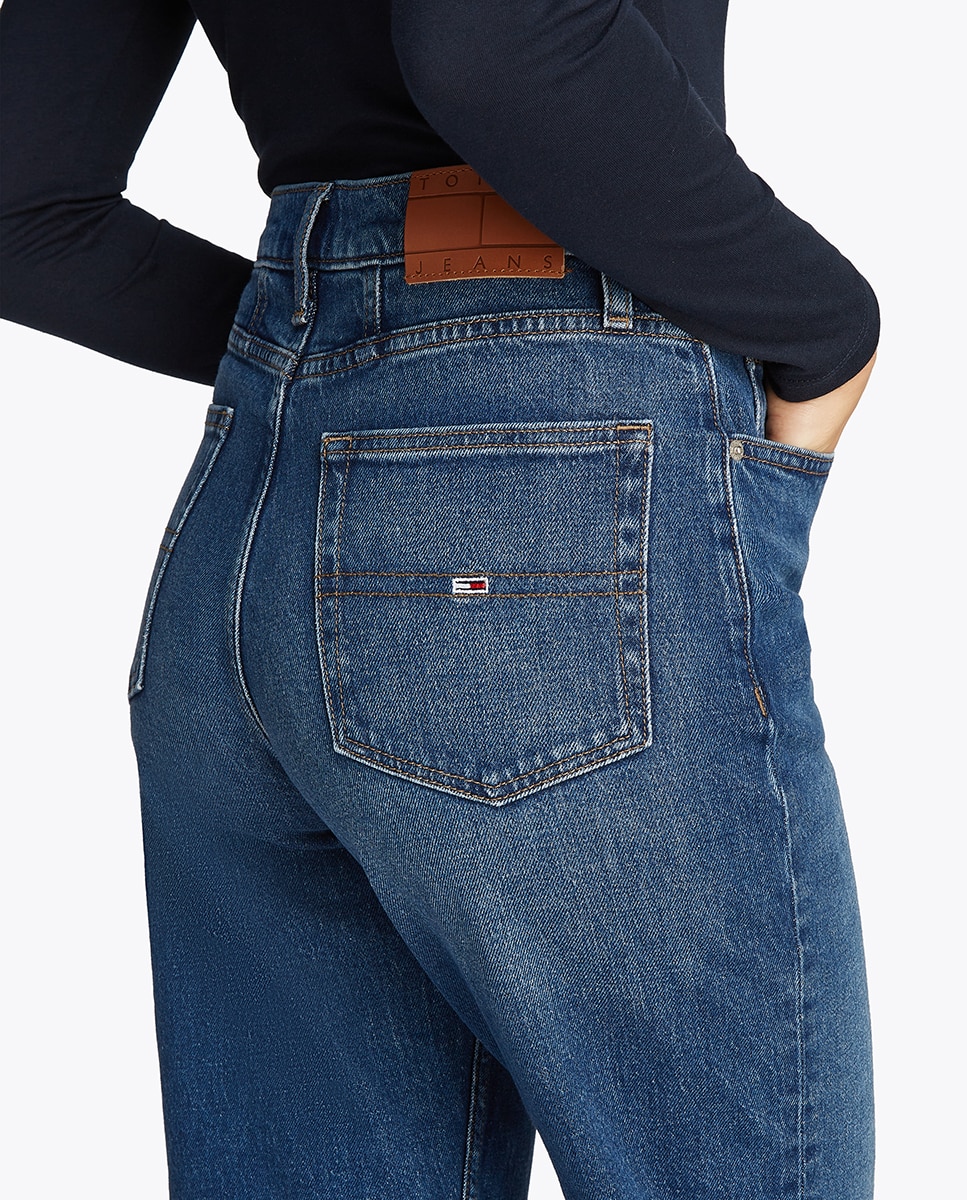 Jeans Mom Fit de Cintura Subida Azul-4