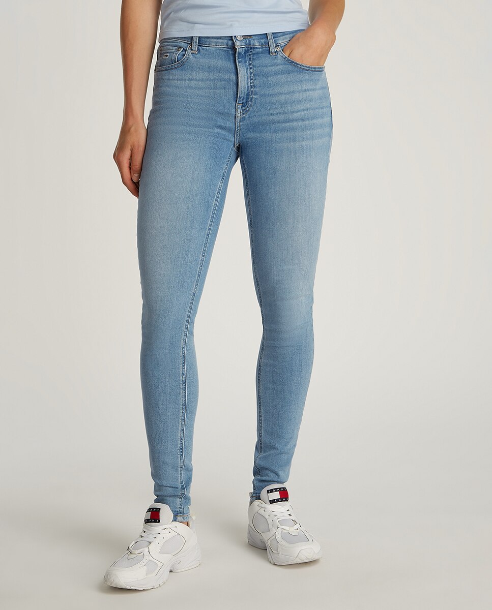 Jeans Skinny Fit de Cintura Média Azul-claro-2