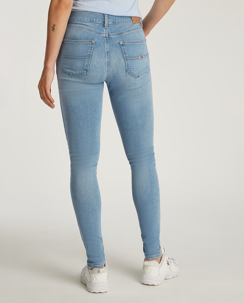 Jeans Skinny Fit de Cintura Média Azul-claro-3
