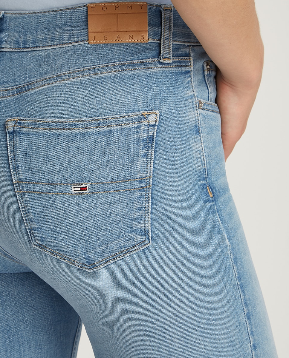 Jeans Skinny Fit de Cintura Média Azul-claro-4