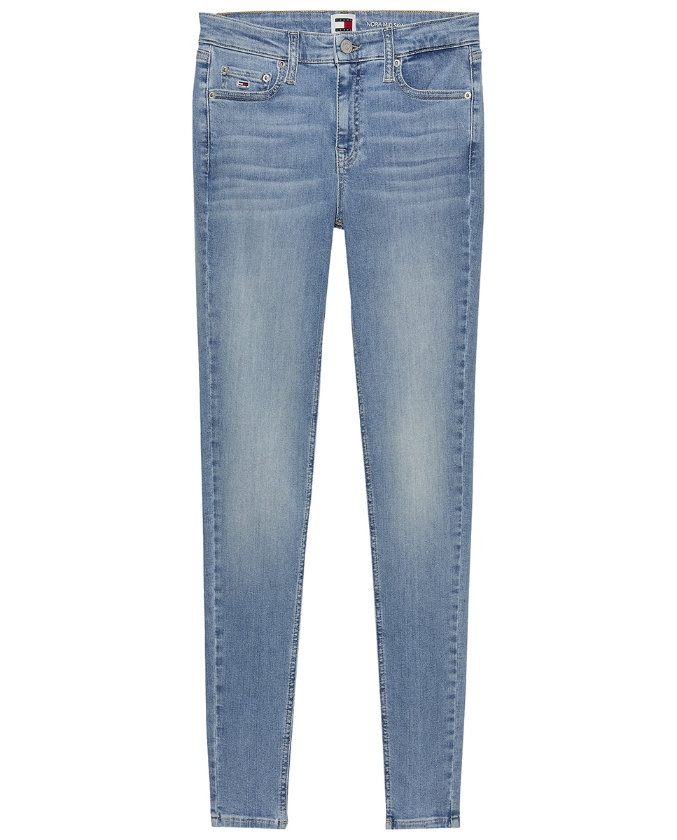 Jeans Skinny Fit de Cintura Média Azul-claro-5