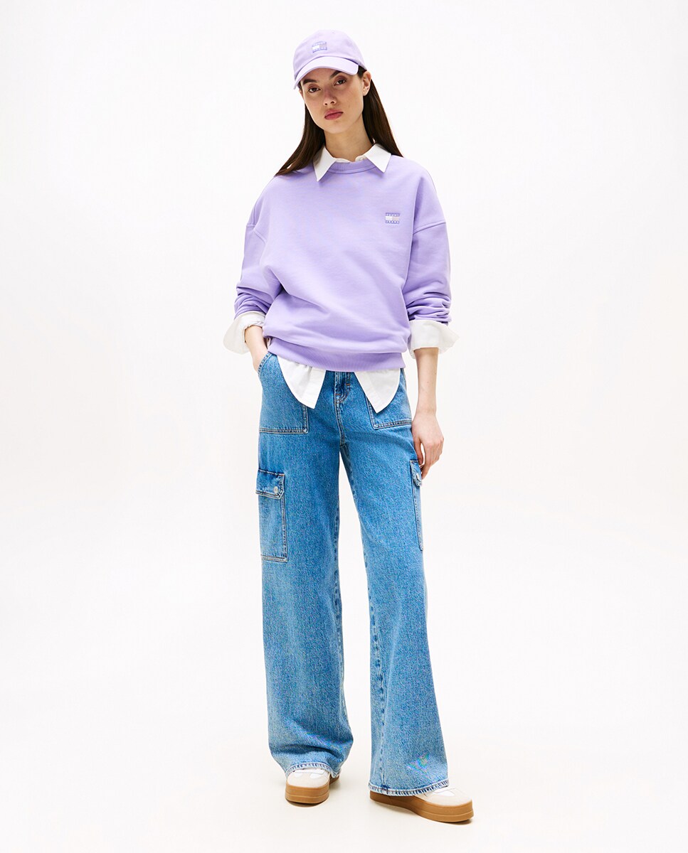 Jeans Claire Wide Fit com Cintura Subida Azul-1