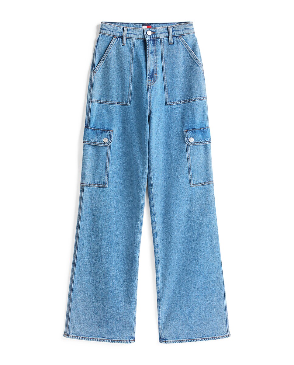 Jeans Claire Wide Fit com Cintura Subida Azul-4