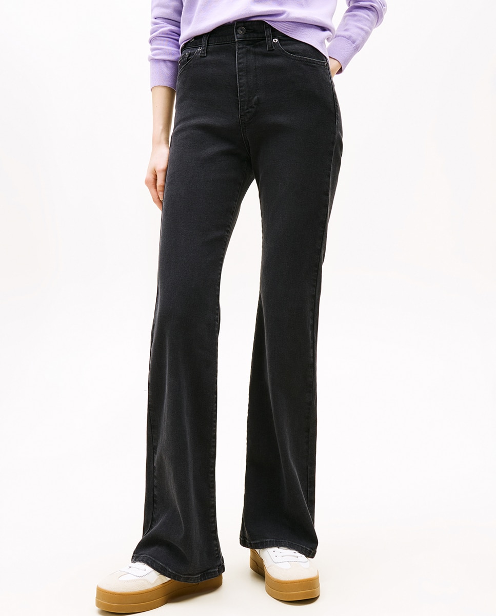 Jeans Sylvia Flare Fit com Cintura Subida Preto-3