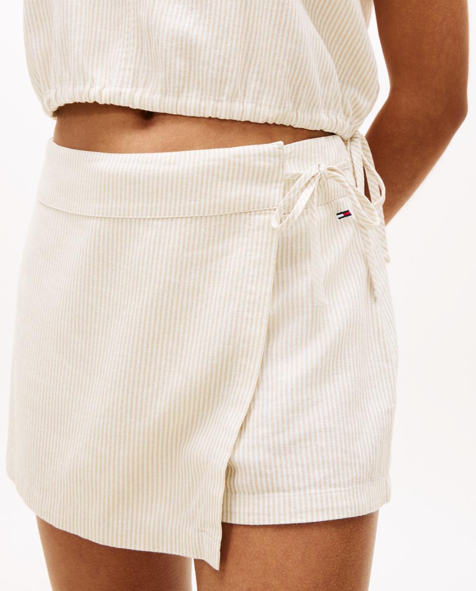 Saia-Calça de Linho às Riscas Bege-4