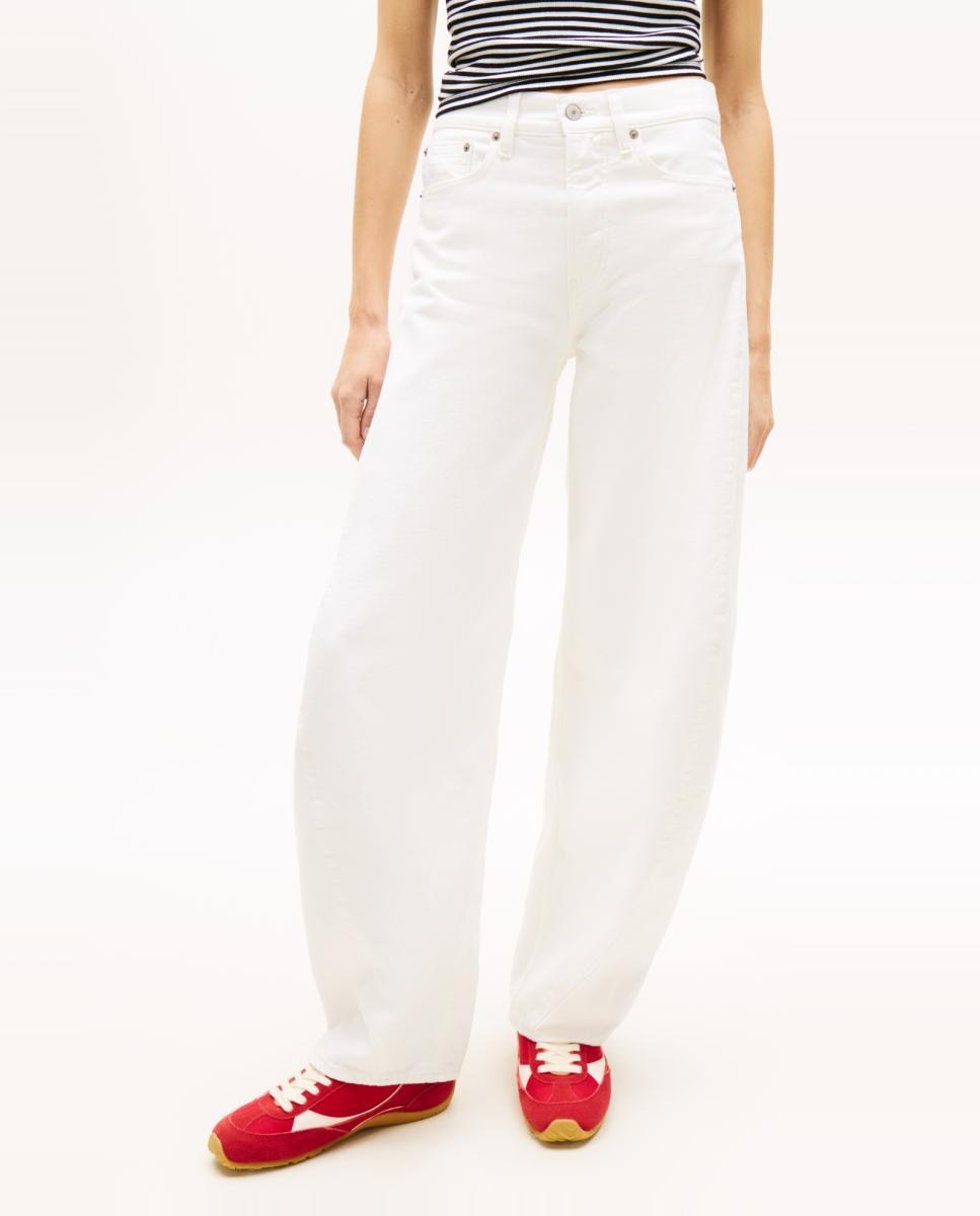 Jeans Ella de Cintura Média Barrel Fit Branco-2