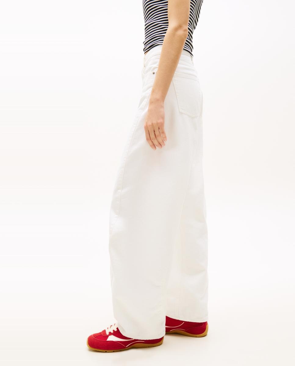 Jeans Ella de Cintura Média Barrel Fit Branco-5