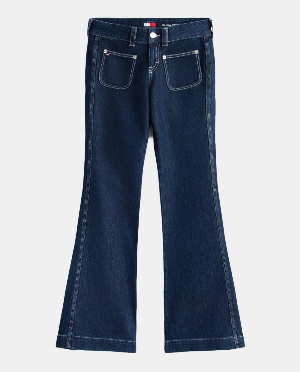 Jeans Sia de Cintura Baixa Bootcut Fit Azul-5