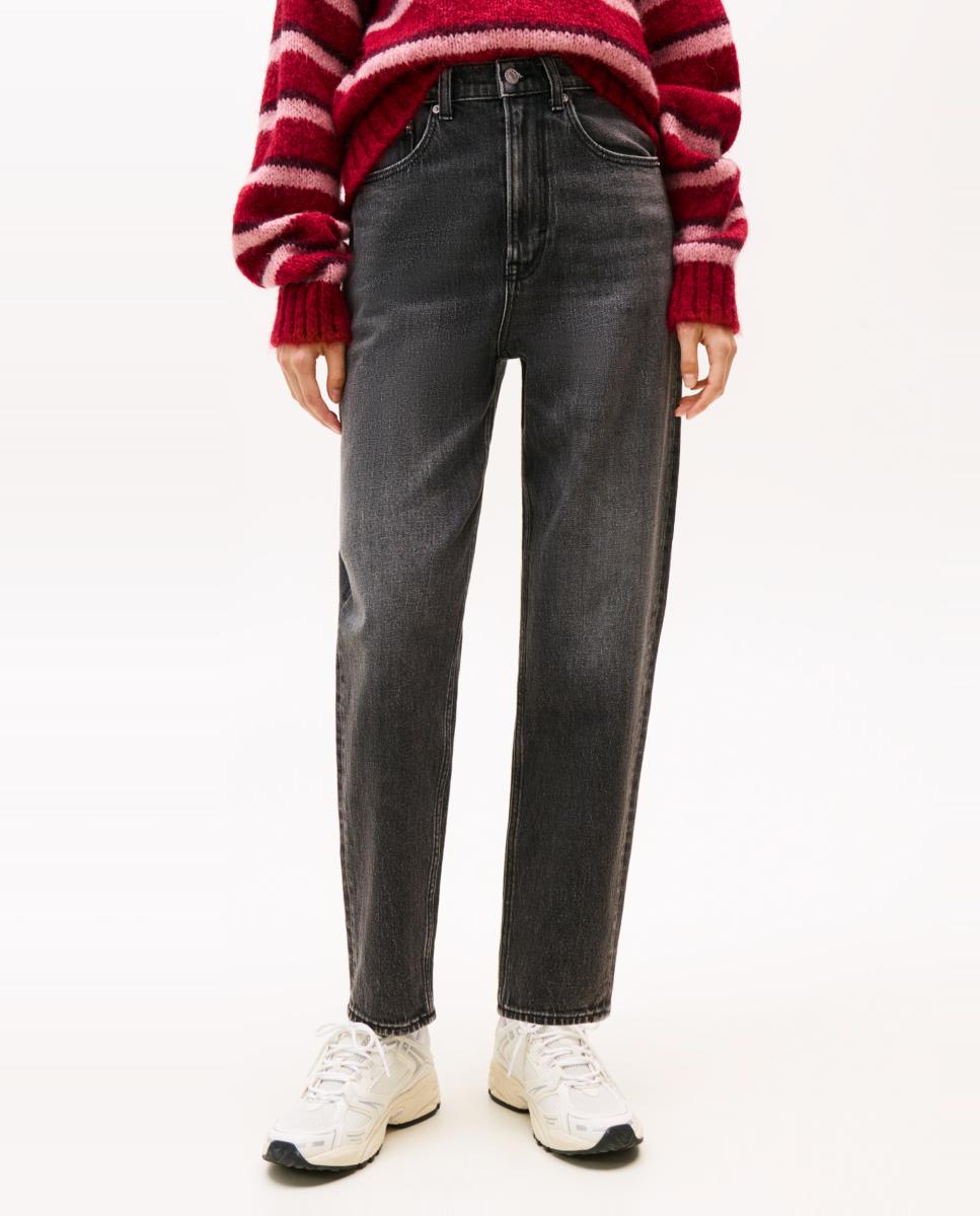 Jeans Mom Fit com Cintura Subida Preto-5