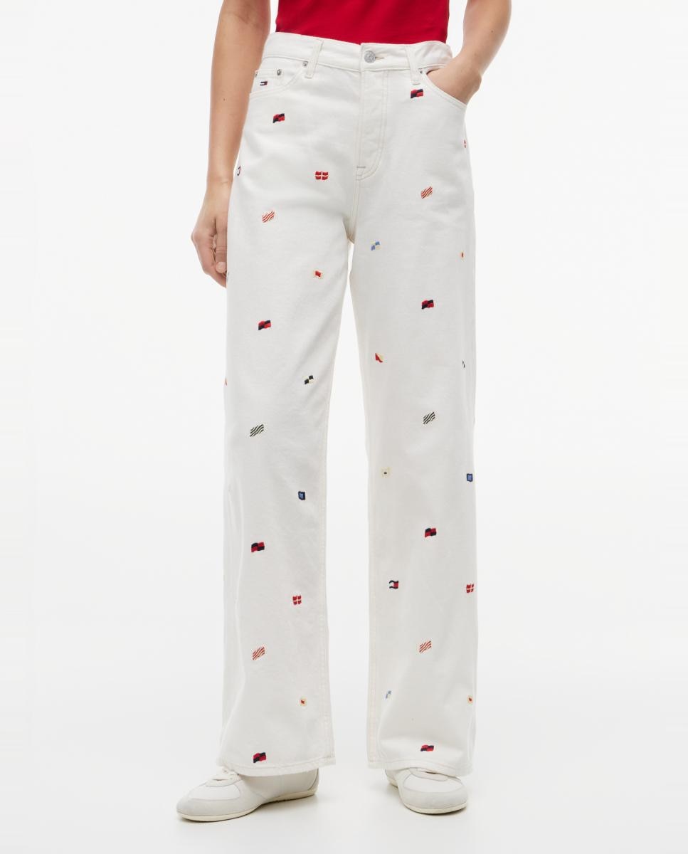 Jeans Claire de Cintura Subida e Perna Larga Branco-2