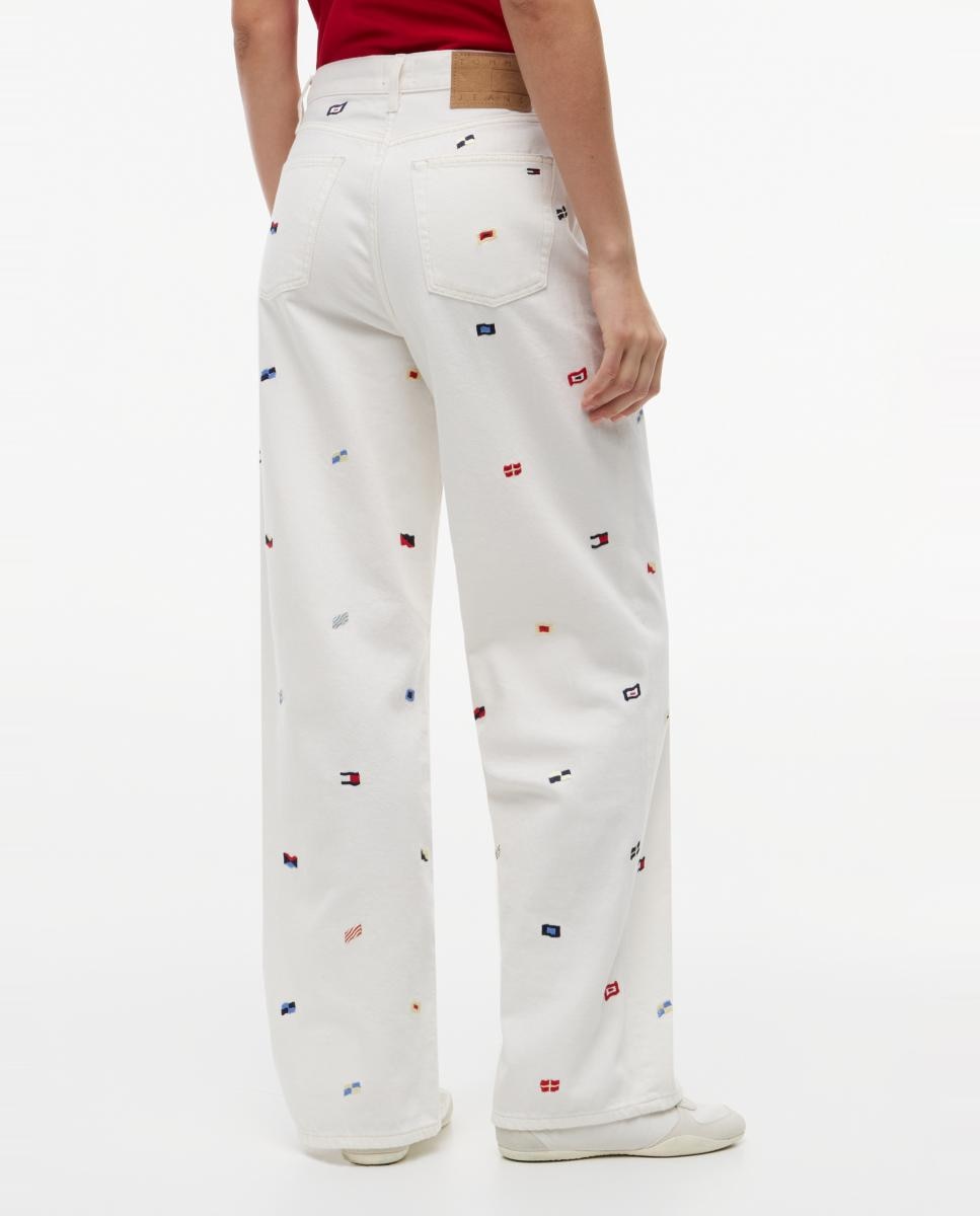 Jeans Claire de Cintura Subida e Perna Larga Branco-3