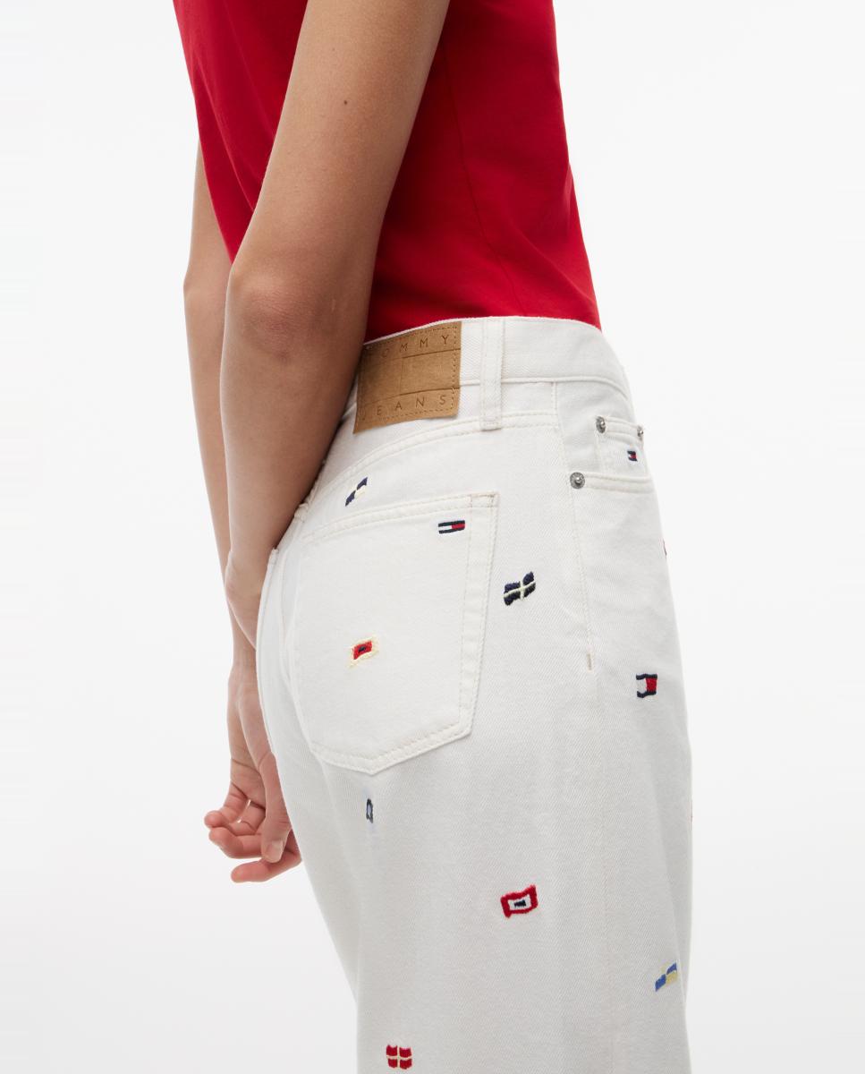 Jeans Claire de Cintura Subida e Perna Larga Branco-4