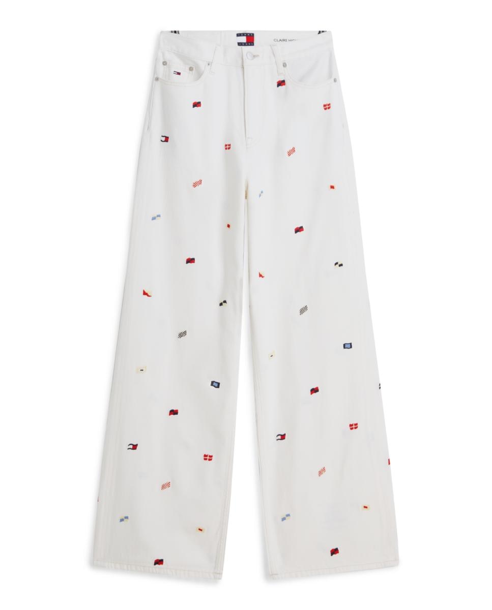 Jeans Claire de Cintura Subida e Perna Larga Branco-5