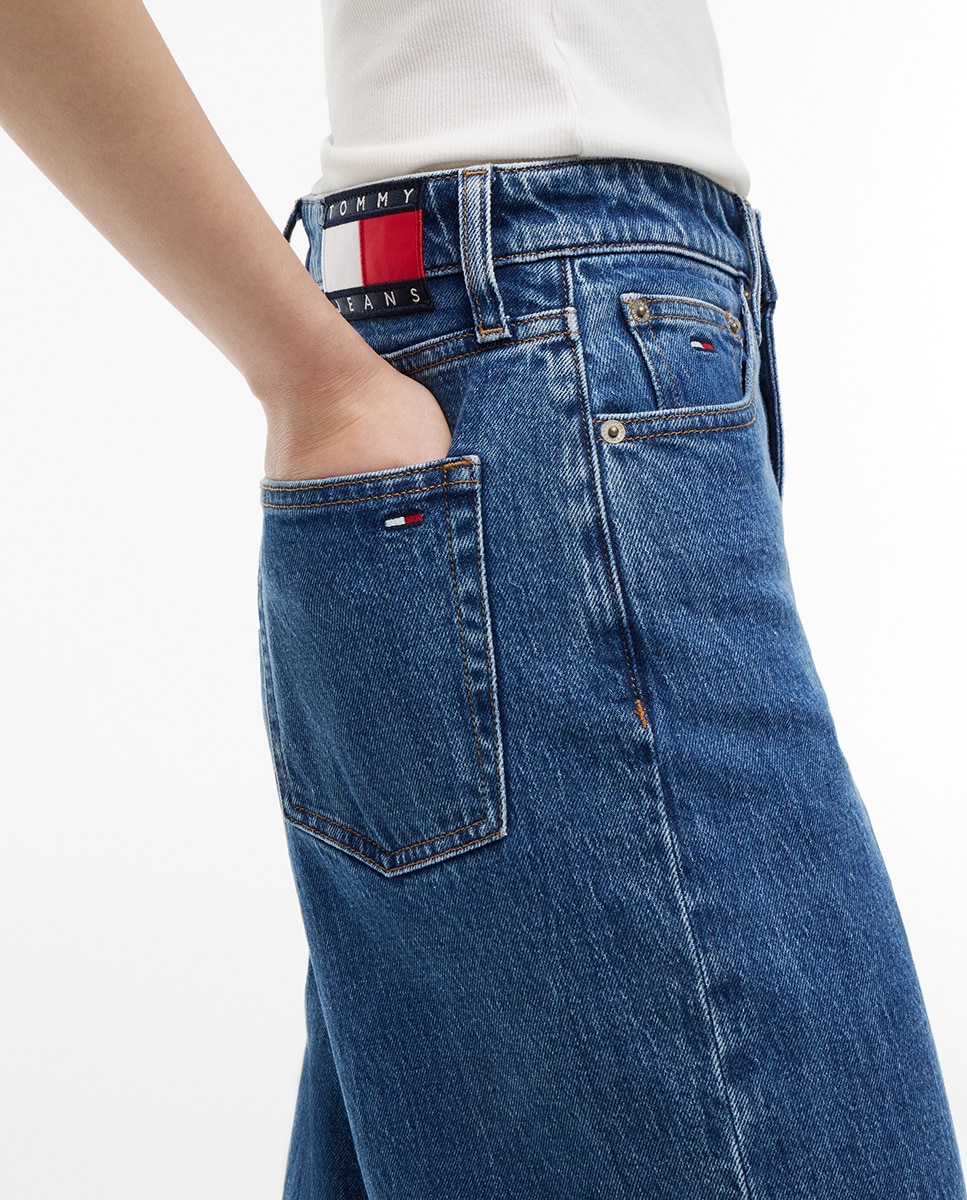 Jeans Claire de Cintura Subida e Perna Larga Azul-3