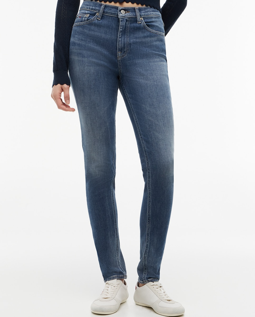 Jeans Nora de Corte Cintado com Cintura Média Cinzento-2