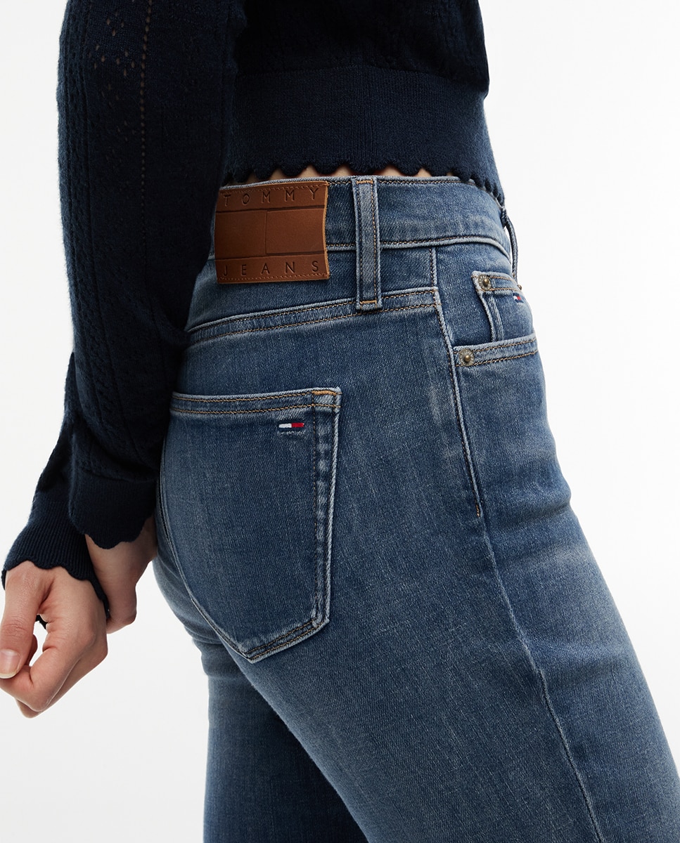 Jeans Nora de Corte Cintado com Cintura Média Cinzento-3