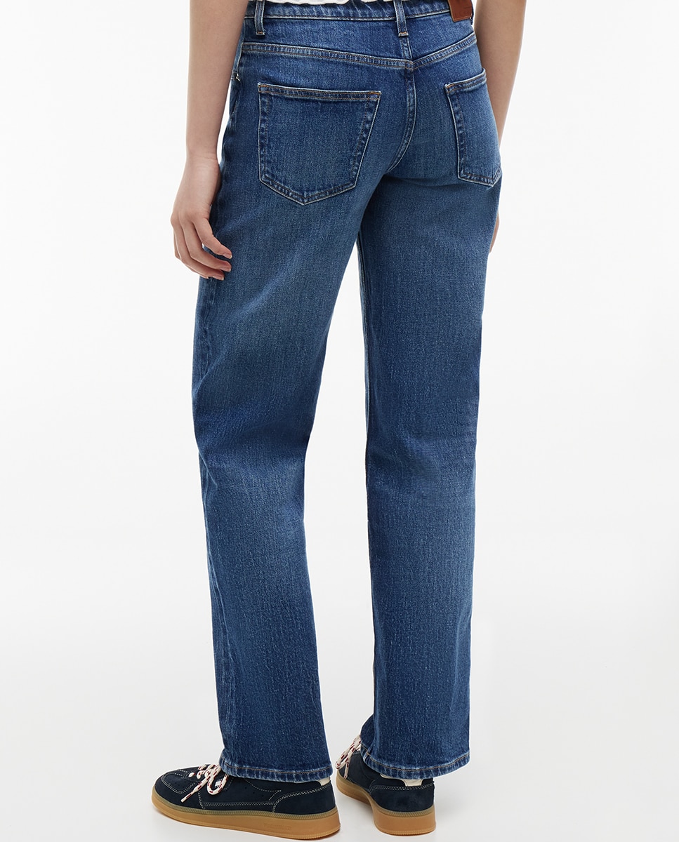 Jeans Straight Sophie de Cintura Baixa Azul-índigo-4